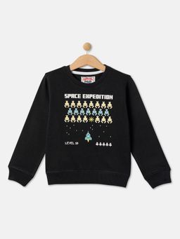 R&B - Boys Black Printed Regular Sweatshirts