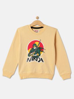 R&B - Boys Beige Graphic Regular Sweatshirts