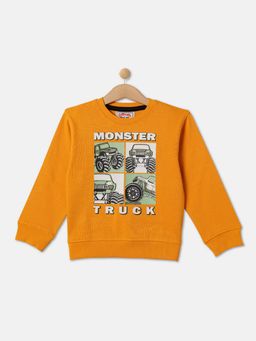 R&B - Boys Mustard Printed Regular Sweatshirts