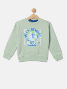R&B - Boys Green Printed Regular Sweatshirts