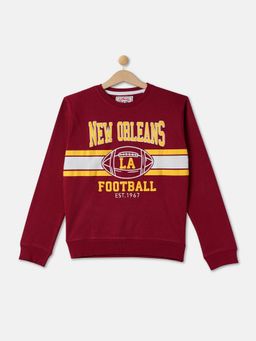 R&B - Boys Red Printed Regular Sweatshirts