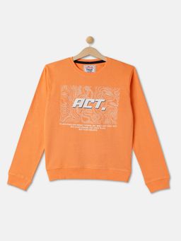 R&B - Boys Orange Printed Regular Sweatshirts
