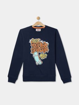 R&B - Boys Navy Blue Textured Regular Sweatshirts