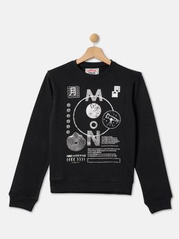 R&B - Boys Black Printed Regular Sweatshirts