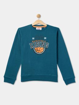 R&B - Boys Teal Printed Regular Sweatshirts