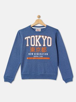 R&B - Boys Blue Heather Melange Regular Sweatshirts