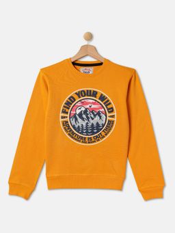 R&B - Boys Mustard Printed Regular Sweatshirts
