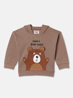 R&B - Boys Brown Applique Regular Hoodie