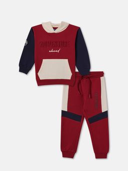 R&B - Boys Red Colorblock Regular Co-Ord Set