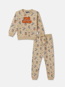 R&B - Boys Beige Printed Regular Co-Ord Set