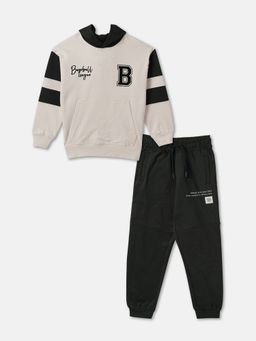 R&B - Boys Beige Colorblock Regular Sweatshirt and Joggers