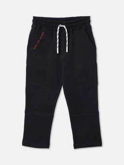 R&B - Boys Black Solid Regular Trackpant