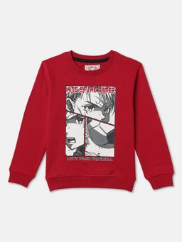 R&B - Boys Red Printed Regular Sweatshirts