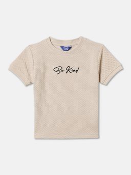 R&B - Boys Beige Typoghraphy Regular T-shirt