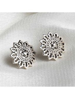Karatcart - KUNUZ by 925 Sterling Silver Antique Oxidised Silver Stud Earrings for Women