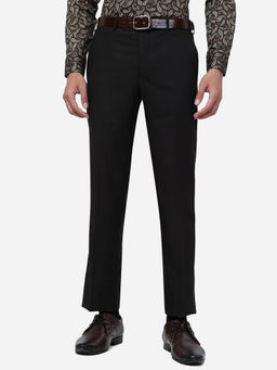 Greenfibre - Mens Coffee Brown Terry Rayon Slim Fit Solid Formal Trouser