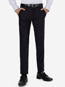 Greenfibre - Mens Wine Terry Rayon Slim Fit Solid Formal Trouser