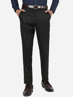 Greenfibre - Mens Brown Terry Rayon Super Slim Fit Solid Formal Trouser