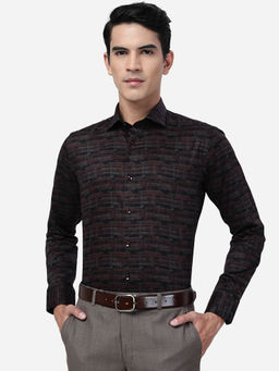 JB Studio - Jb Maroon 100% Cotton Slim Fit Printed Formal Party Wear Shirt