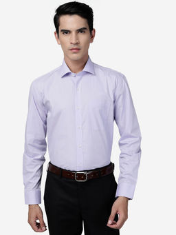JadeBlue - Mens Light Purple 100% Cotton Regular Fit Solid Formal Shirt