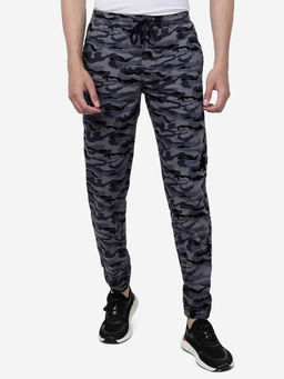 JadeBlue - Greenfibre Mens Grey Camo 100% Cotton Slim Fit Printed Joggers