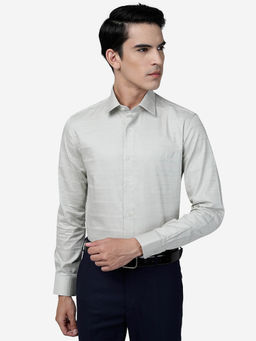 JadeBlue - Mens Grey 100% Cotton Slim Fit Striped Formal Shirt