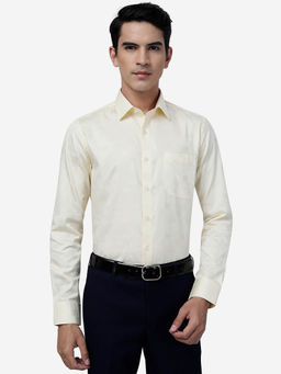 JadeBlue - Mens Yellow 100% Cotton Slim Fit Solid Formal Shirt