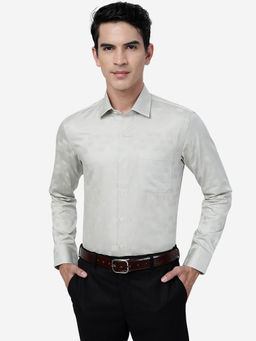 JadeBlue - Mens Grey 100% Cotton Slim Fit Solid Formal Shirt
