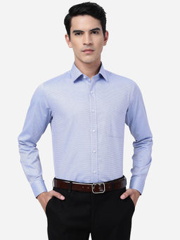 JadeBlue - Mens Blue 100% Cotton Slim Fit Solid Formal Shirt
