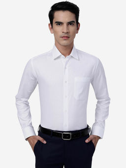 JadeBlue - Mens White 100% Cotton Slim Fit Solid Formal Shirt