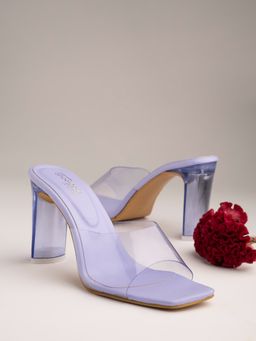 Shoetopia - Purple Transparent Block Heels