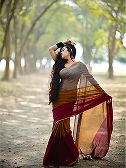 Aparna - Multicolour Premium Mol Cotton Saree Without Blouse for Women