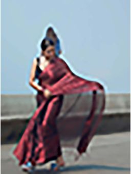 Aparna - Maroon & Blood Red Dual Tone Raga Tissue Saree Without Blouse For Women