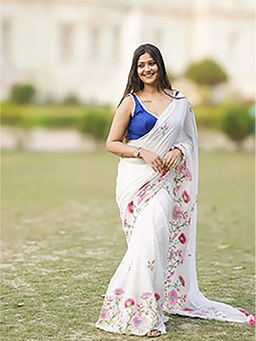 Aparna - Premium White Saree Without Blouse For Women