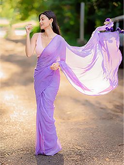 Aparna - Lavender Premium Mul Cotton Saree Without Blouse With Lace For Women