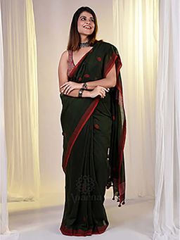 Aparna - Bhuj Cotton Handloom green Saree Without Blouse