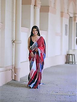 Aparna - Multicolour Linen Saree Without Blouse