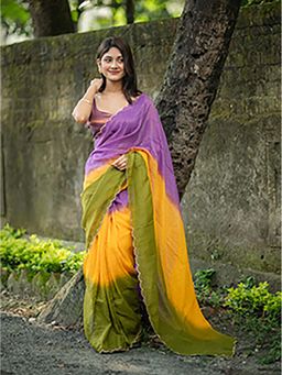 Aparna - Multicolour Scallop Border Sitara Saree Without Blouse For Women