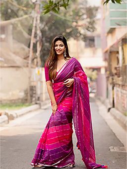 Aparna - Multicolour Zari Border Mul Cotton Saree Without Blouse For Women