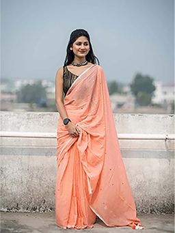 Aparna - Peach Colour Premium Cotton Saree Without Blouse For Women