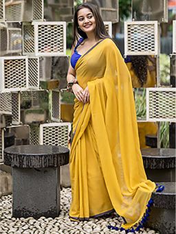 Aparna - Yellow Premium Mulcotton Saree Without Blouse For Women