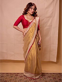 Aparna - Golden Raga Tissue Saree Without Blouse