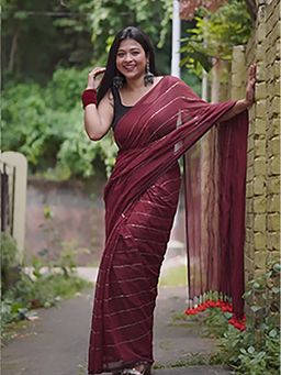 Aparna - Maroon Mul Cotton Saree Without Blouse For Women