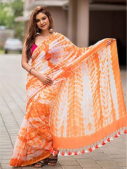 Aparna - Orange Premium Mul Cotton Saree Without Blouse For Women