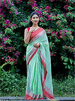 Aparna - Green Saree With Unstitched Blouse For Women