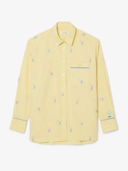 Lacoste - Yellow Oversized Shirt with Jacquard Motifs