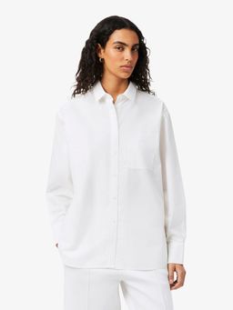 Lacoste - White Oversized Cotton Poplin Shirt