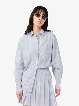Lacoste - Blue Oversized Cotton Poplin Shirt