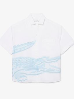 Lacoste - White Oversized Half Sleeves Printed Shirt