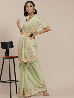 Odette - Pista Designer Art Silk Saree with Unstitched Blouse
